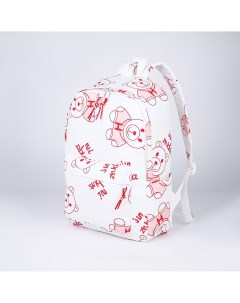 Рюкзак молодежный на молнии из текстиля 4 кармана цвет белый красный Nobrand