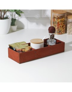 Органайзер деревянный для чая и кухонных принадлежностей 33 12 6 см цвет мокко Доляна