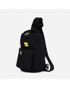 Рюкзак слинг 2 отдела на молнии 3 наружных кармана usb цвет черный Nobrand