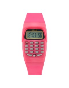 Часы наручные электронные детские с калькулятором ремешок силикон l 21 см розовые Nobrand