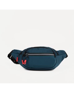 Поясная сумка на молнии 3 наружных кармана цвет синий Nobrand