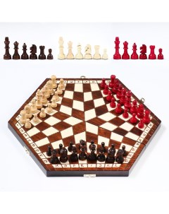 Шахматы с тремя игроками 35 х 35 см король h 6 см пешка h 2 5 см Nobrand