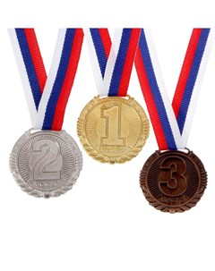 Медаль призовая 042 диам 4 см 1 место цвет зол с лентой Командор
