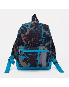Рюкзак на молнии светоотражающая полоса цвет чёрный голубой Nobrand