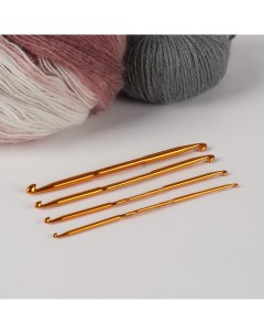 Набор двусторонних крючков для вязания d 1 2 3 4 5 6 7 8 мм 13 5 см 4 шт цвет золотой Арт узор