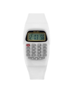 Часы наручные электронные детские с калькулятором ремешок силикон l 21 см белые Nobrand