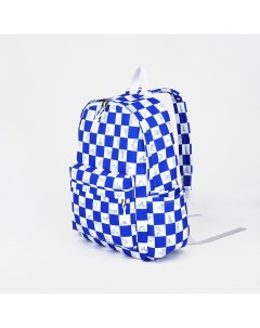 Рюкзак молодежный из текстиля 4 кармана цвет белый синий Nobrand