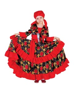 Карнавальный цыганский костюм для девочки красный с двойной оборкой по юбке р 30 рост 116 см Страна карнавалия
