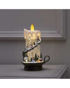 Светодиодная свеча со снеговиками 14 23 12 см пластик батарейки аах3 не в комплекте usb свечение теп Luazon lighting