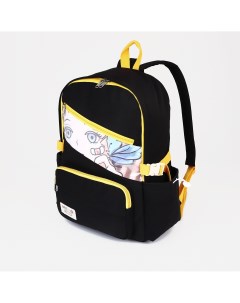 Рюкзак школьный из текстиля на молнии 6 карманов цвет черный Nobrand