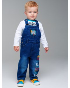 Полукомбинезон детский текстильный джинсовый утепленный флисом для мальчиков Playtoday newborn-baby