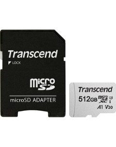 Карта памяти microSDXC 512Gb Class10 TS512GUSD300S A 300S adapter Transcend