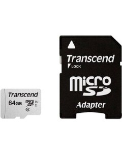 Карта памяти microSDXC 64Gb Class10 TS64GUSD300S A adapter Transcend