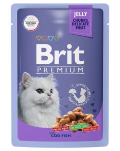 Влажный корм для кошек Premium Пауч Треска в желе 0 085 кг Brit*