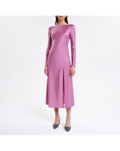 Розовое атласное платье с разрезом Mollis