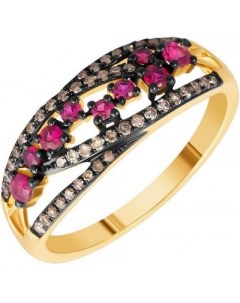 Кольцо с рубинами и бриллиантами из жёлтого золота Джей ви