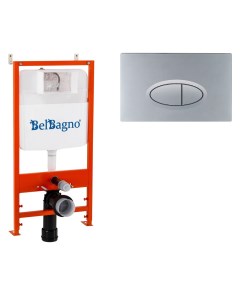 Kомплект 2 в 1 Система инсталляции для унитазов BB026 с кнопкой смыва BB050CR MAT хром матовый Belbagno
