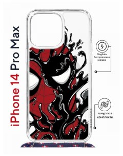 Чехол на iPhone 14 Pro Max MagSafe Kruche Print Spider Man Venom с магнитом со шнурком