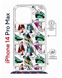 Чехол на iPhone 14 Pro Max MagSafe Kruche Print Кроссы Nike Air Max с магнитом со шнурком