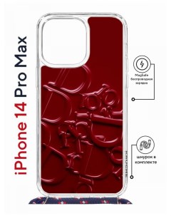 Чехол на iPhone 14 Pro Max MagSafe с принтом Kruche Print Dior с магнитом со шнурком