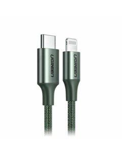 Кабель US304 80564 USB C to Lightning Cable Aluminum Shell Braided 1 м Зеленый Ugreen
