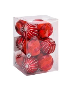 Набор шаров на ель красные 6 см 12 шт Unique treasures