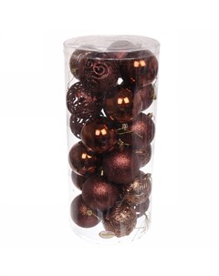 Новогодние шары 8 см набор 24 шт Фактурный микс 201 1756 шоколад Серпантин