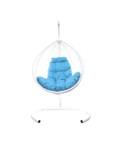 Подвесное кресло белый Капля складное 11500103 голубая подушка M-group