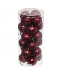 Новогодние шары 8 см набор 24 шт Фактурный микс 201 1754 темный рубин Серпантин