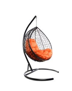 Подвесное кресло черный Капля складное 11500407 оранжевая подушка M-group