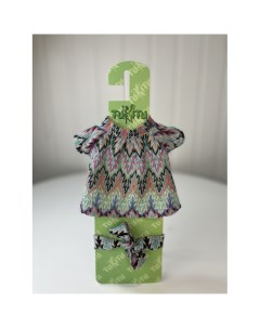 Комплект одежды для кукол и пупсов трикотажное платье повязка на голову Tukitu
