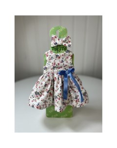 Комплект одежды для кукол платье летнее бант на голову 40 см Tukitu