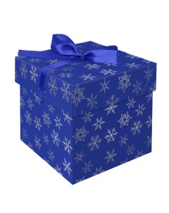 Коробка складная подарочная Snowflakes 15 15 15 см с лентой отд фольгой Meshu