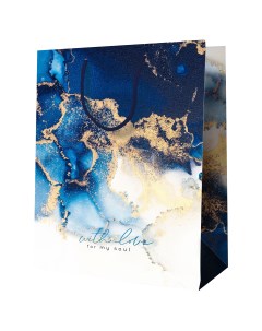 Пакет подарочный Мраморный стиль Синий 18 23 10 см ламинированный Meshu