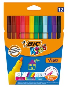 Фломастеры цветные Kids Visa 12 шт Bic
