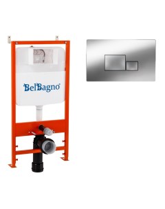 Омплект 2 в 1 Система инсталляции для унитазов BB026 с кнопкой смыва BB071CR хром Belbagno
