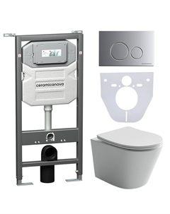 Комплект 4в1 Унитаз подвесной с сиденьем CN6000_1001M_1000 белый + Система инсталляции + кнопка Ceramica nova