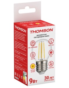 Лампа светодиодная E27 шар 9Вт 4500K белый 900лм филаментная Filament TH B2094 Thomson