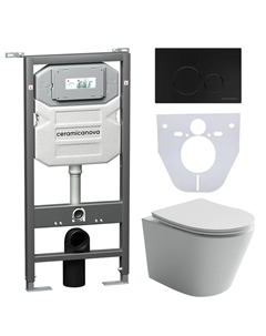 Комплект 4в1 Унитаз подвесной с сиденьем CN6000_1001B_1000 белый + Система инсталляции + кнопка Ceramica nova