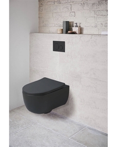 Унитаз подвесной Evo VT1-34SMB безободковый, ультратонкое soft-close сиденье, черный Vincea