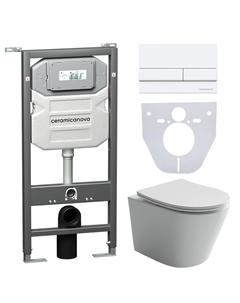 Комплект 4в1 Унитаз подвесной с сиденьем CN6000_1002W_1000 белый + Система инсталляции + кнопка Ceramica nova