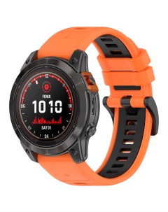 Двухцветный ремешок для Fenix 7X 7X Pro 7S Pro 20 мм черно оранжевый Garmin