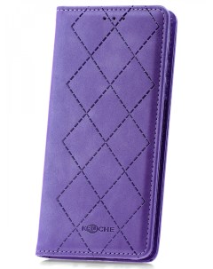 Чехол на Huawei P30 Lite Kruche Rhombus фиолетовый книжка с карманом для карт с магнитом