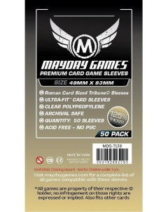 Протекторы для настольных игр Mayday Premium Roman Card Sized Tribune 49x93 50 штук Mayday games
