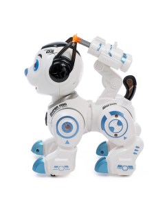 Робот собака Рокки стреляет световые эффекты работает от батареек синий Iq bot