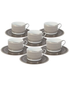 Чайный набор на 6 персон 12 предметов Мокко чашки 0 25л NG I150905A T6 AL_ Naomi
