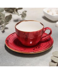 Чайная пара Ардент чашка 220 мл блюдце d 15 5 см цвет красный Nobrand