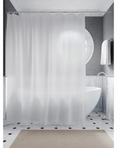 Штора для ванной белая полупрозрачная Ш200хВ200см кольца в комплекте Interiorhome