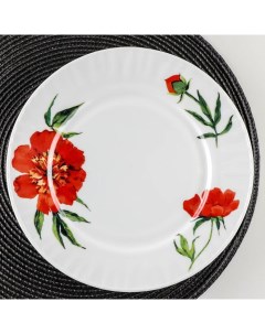 Тарелка обеденная Бархатная роза d 25 см цвет белый Доляна