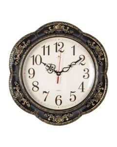 Часы круглые 35 5 см корпус черный с золотом Классика Рубин